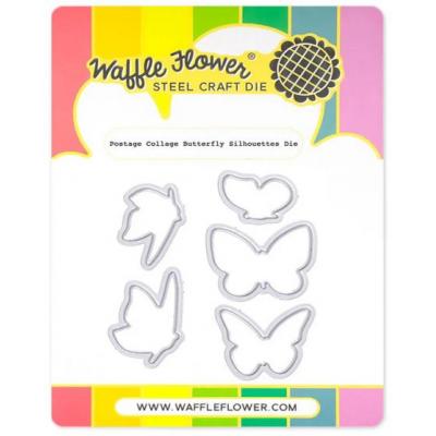 Waffle Flower Die - Postage Collage Butterfly Silhouettes